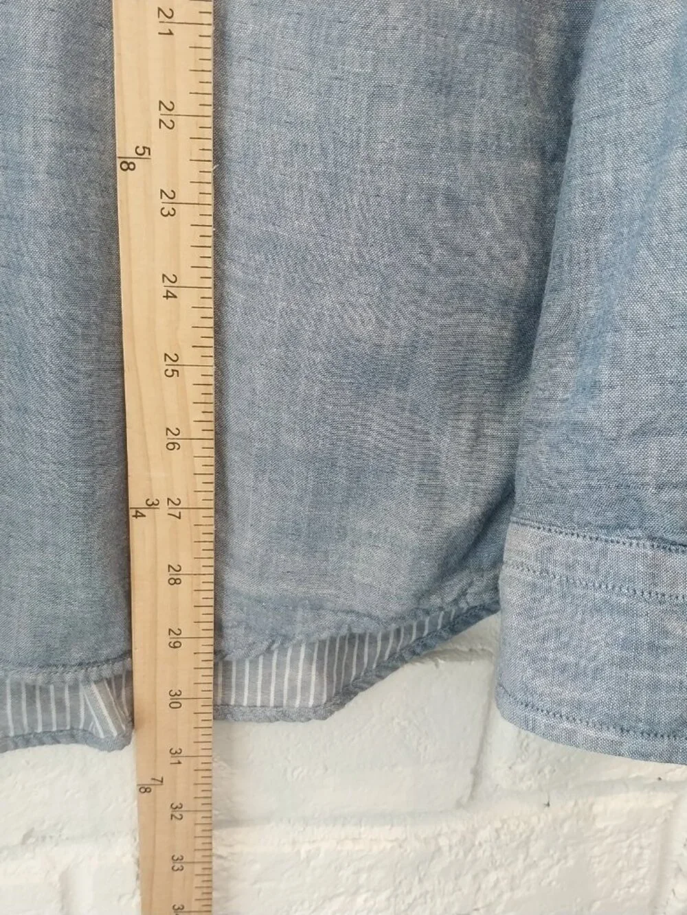 Banana Republic Untucked Slim Fit Double Cloth Blue Shirt Mens L Solid Stripped,